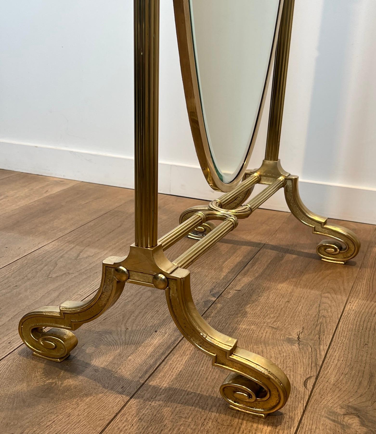 Grande specchio Psiche in stile impero in bronzo e ottone in vendita 12