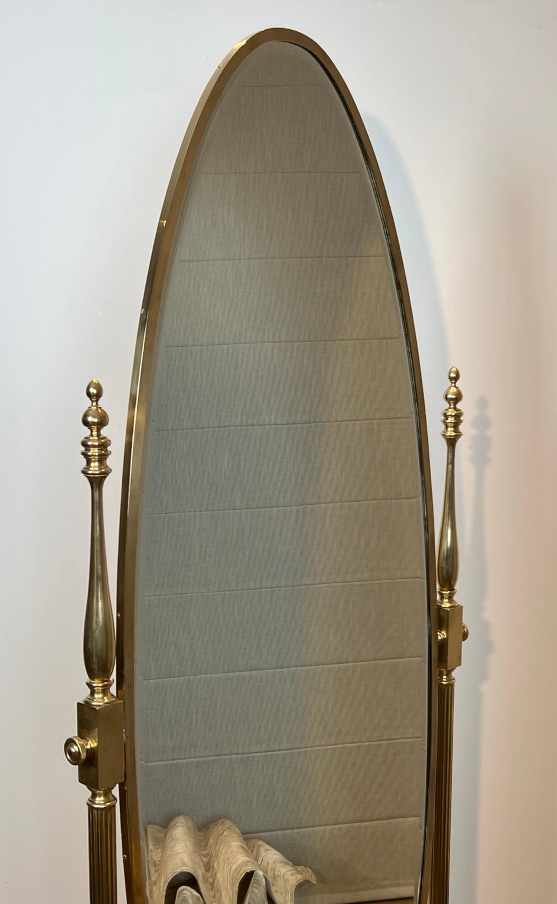 Ottone Grande specchio Psiche in stile impero in bronzo e ottone in vendita