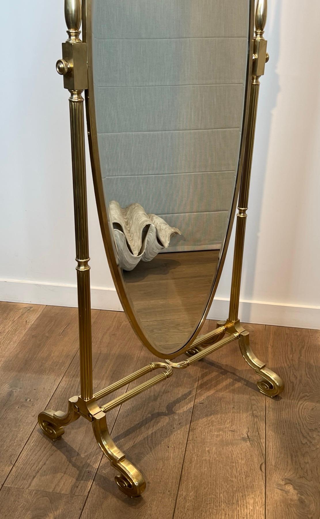 Grande specchio Psiche in stile impero in bronzo e ottone in vendita 1