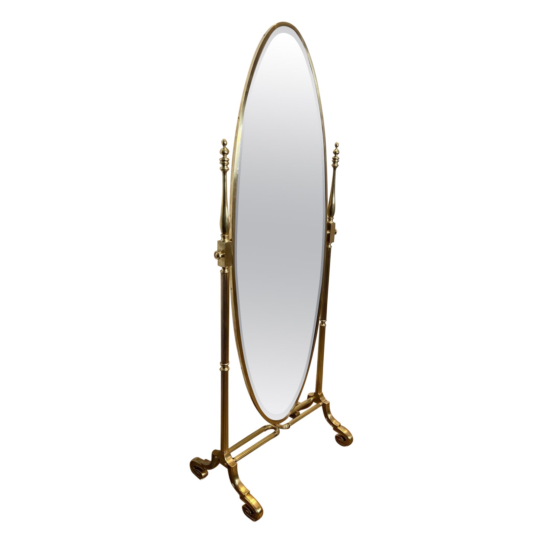 Large Empire Style Bronze and Brass Psyche Mirror