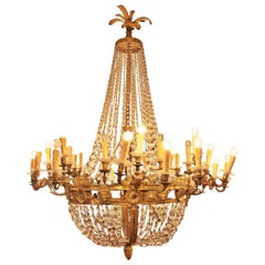 Large Empire Style Chandelier "Sac À Perles"