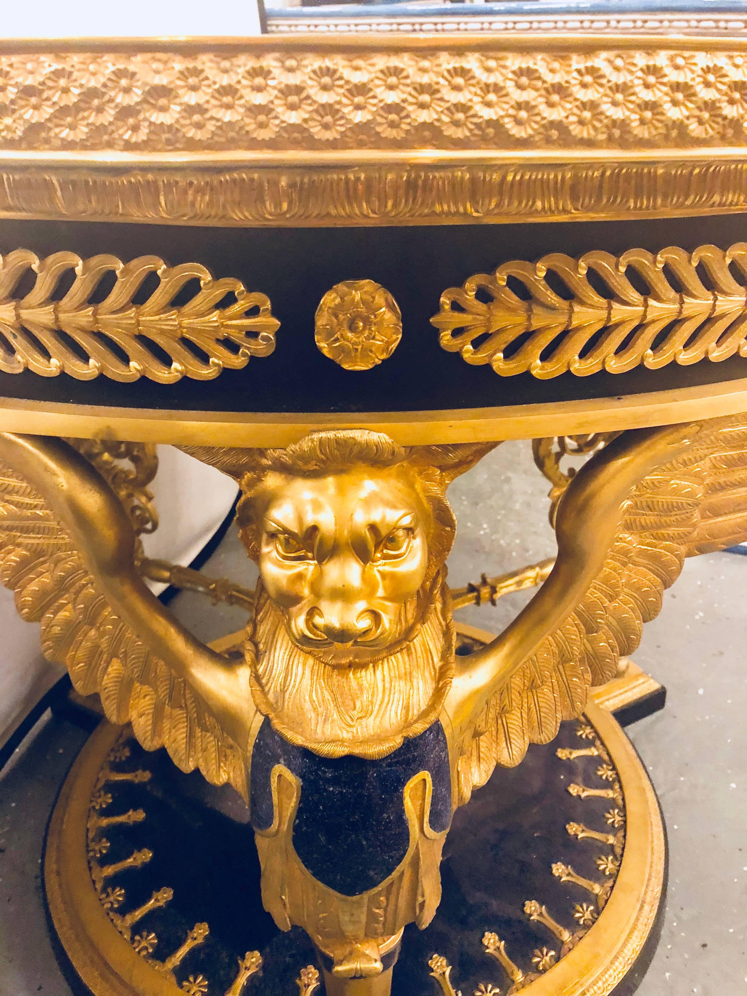 Large Empire Style Gilt and Patinated Bronze and Lapis Lazuli Centre Table 4