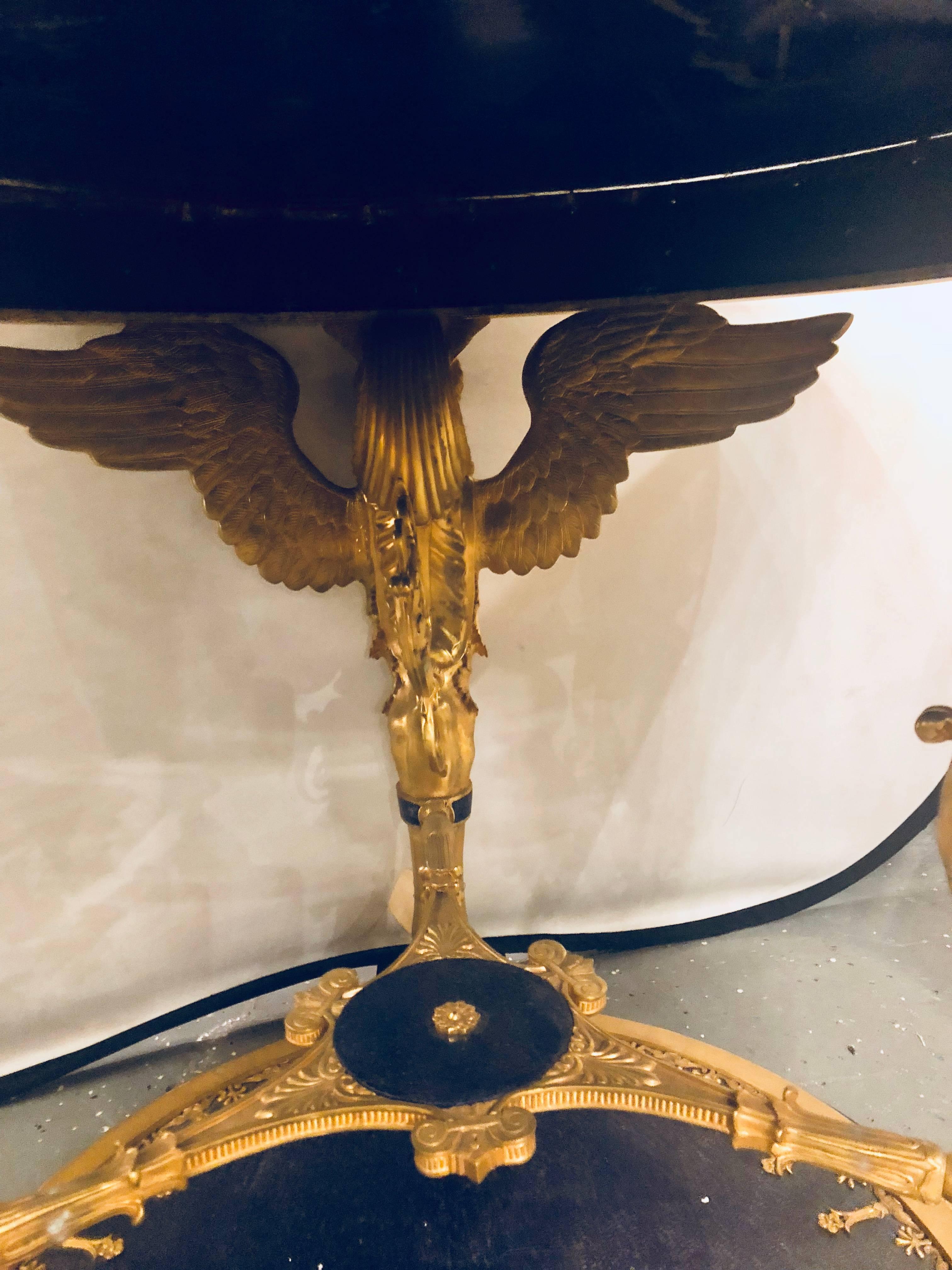 Large Empire Style Gilt and Patinated Bronze and Lapis Lazuli Centre Table In Good Condition In Stamford, CT