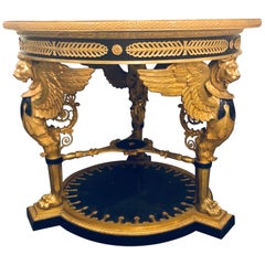 Large Empire Style Gilt and Patinated Bronze and Lapis Lazuli Centre Table