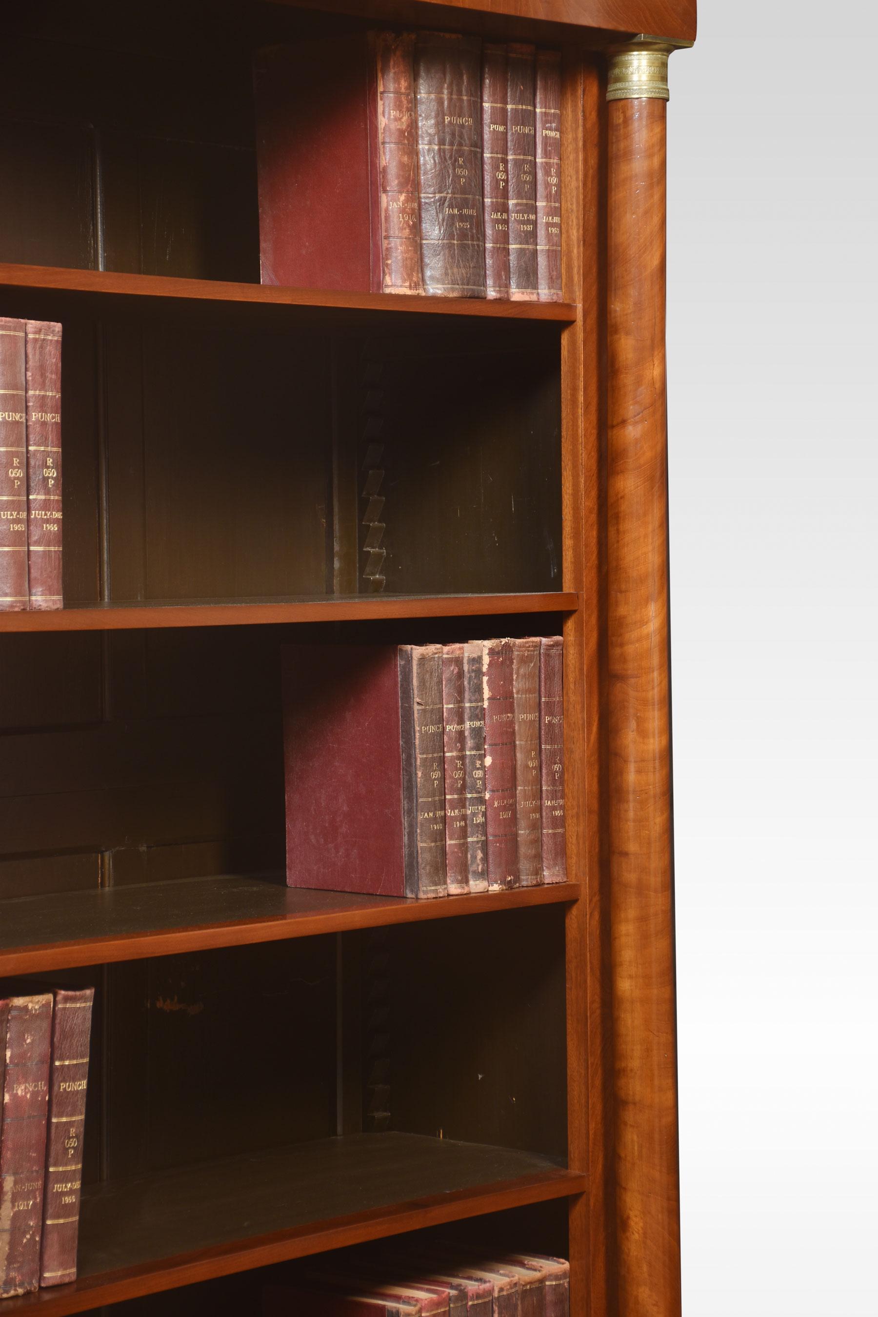 Walnut Large Empire Style Open Bookcase For Sale