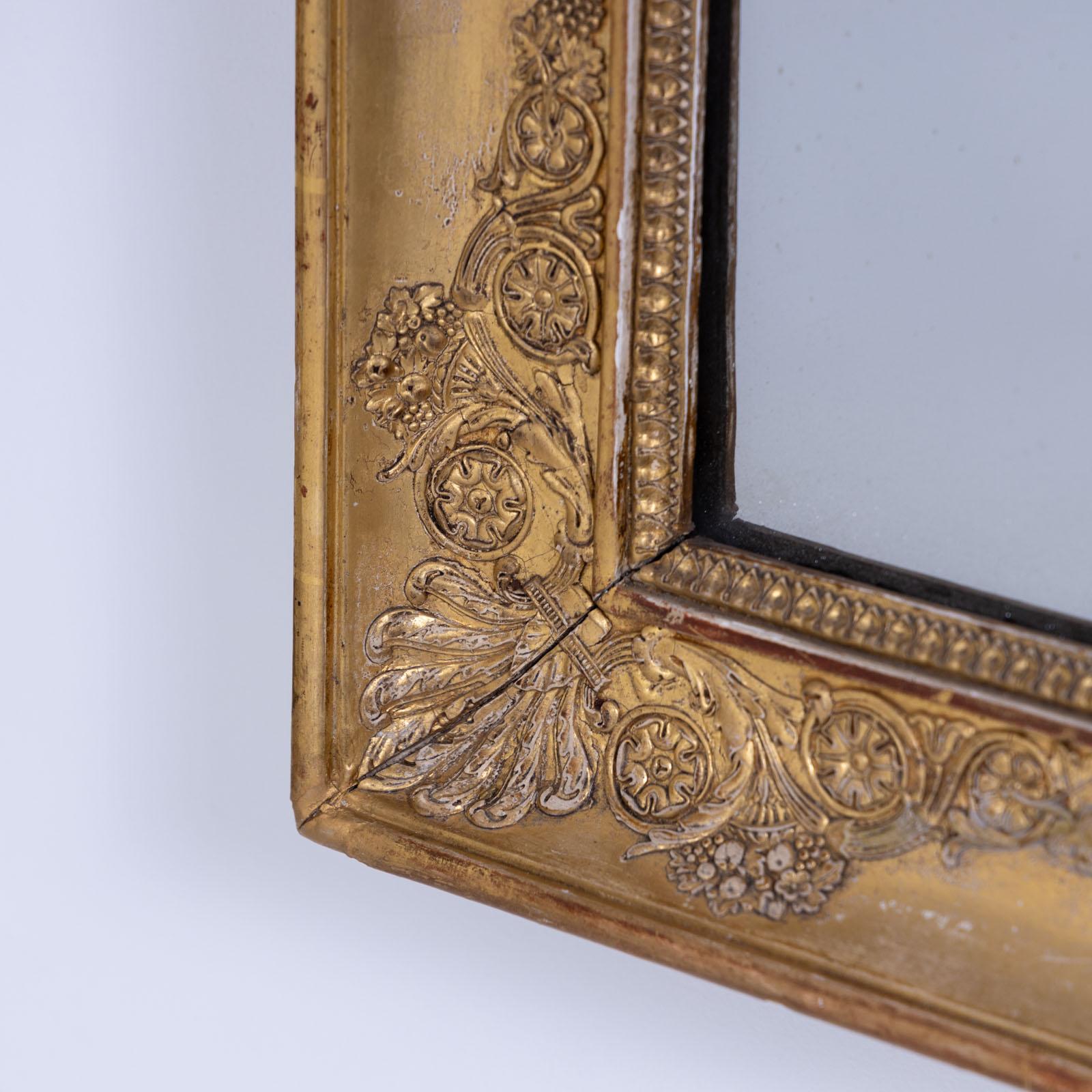 Painted Large Empire Wall Mirror with gilt frame, early 19th Century For Sale