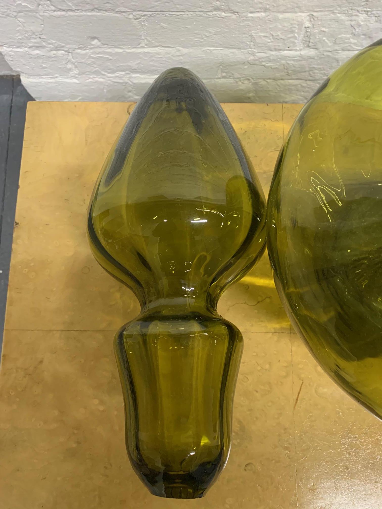 Italian Large Empoli Art Glass Decanter