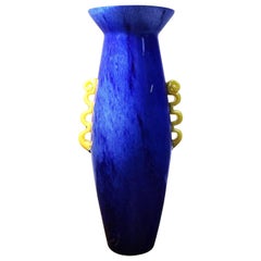 Large Memphis Empoli Cased Glass Amphora Vase, Italy, circa 1990