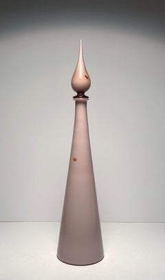 Large Empoli Italian Glass Rose Pink Decanter with Stopper