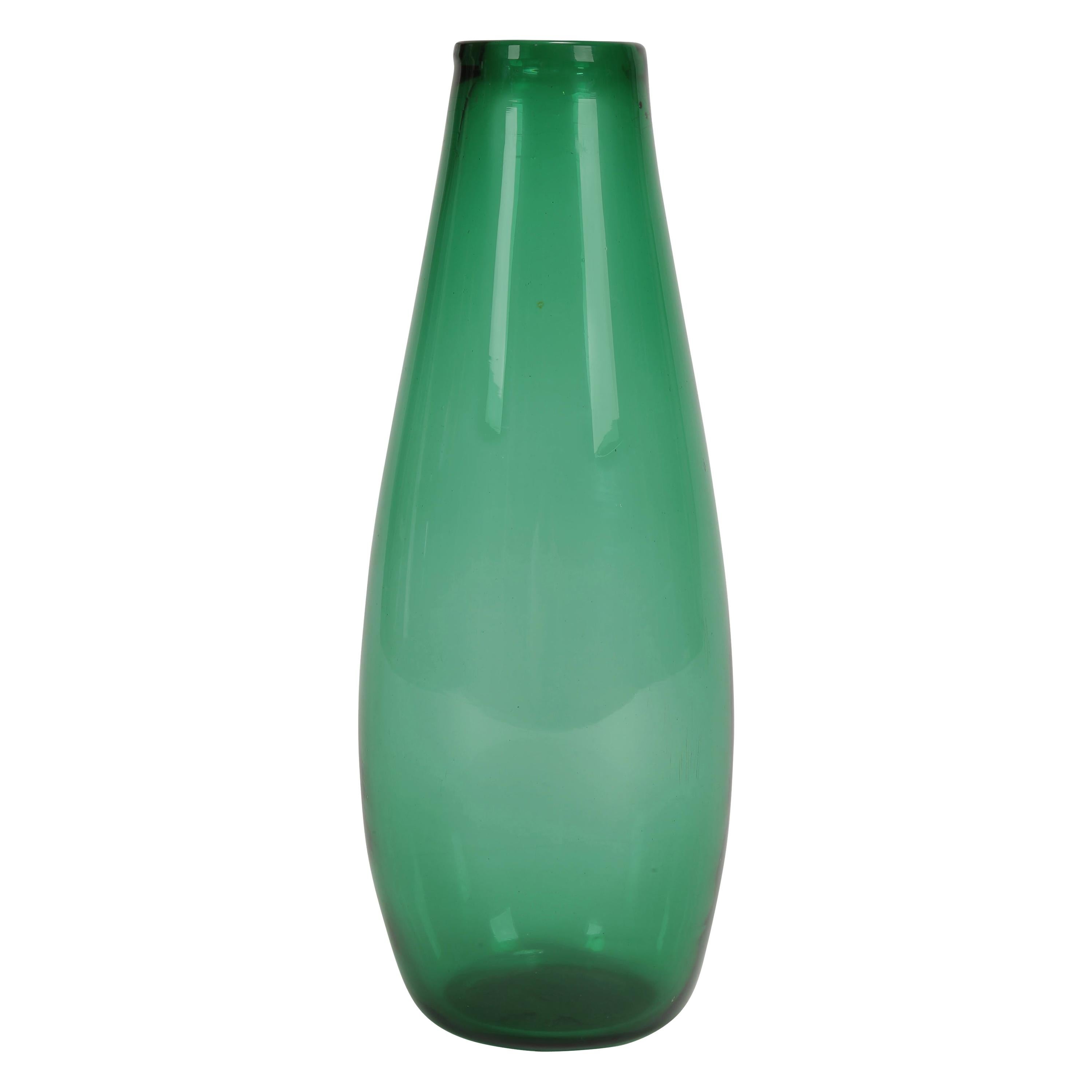 Large Empoli Mouth-Blown Vase, Italy, 1960s For Sale