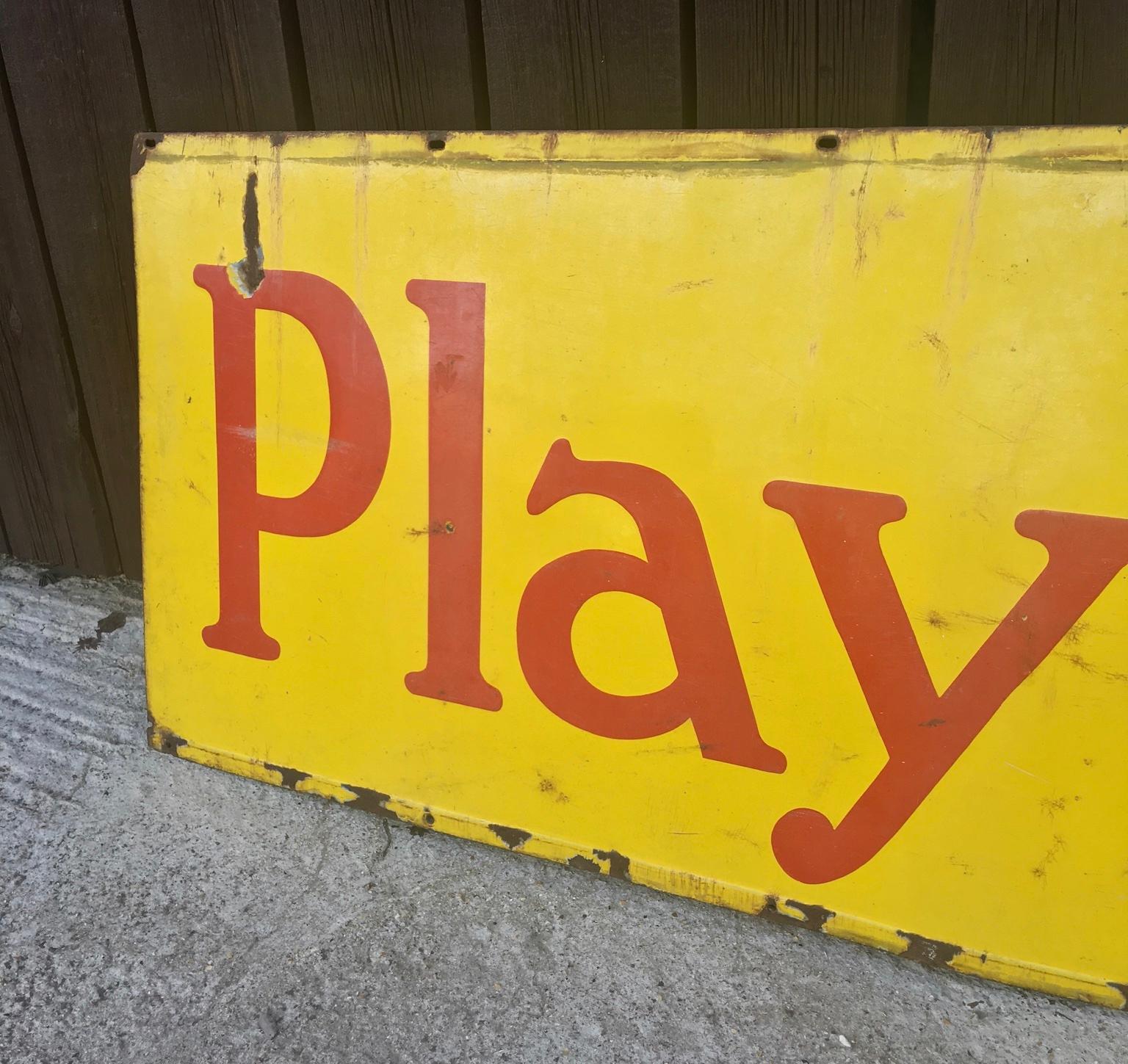 Mid-Century Modern Large Enamel Advertising Sign for Player’s Tobacco, 1950 For Sale