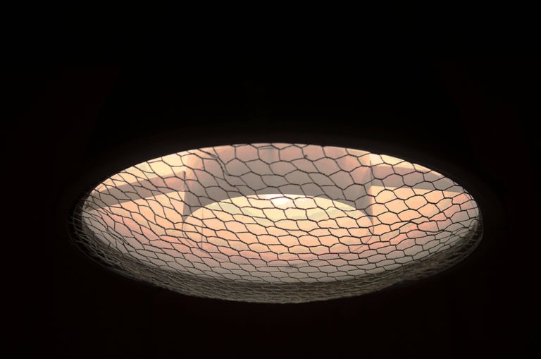 Large Enamel Factory, Industrial Pendant Lamp Parabolic Glass For Sale 6