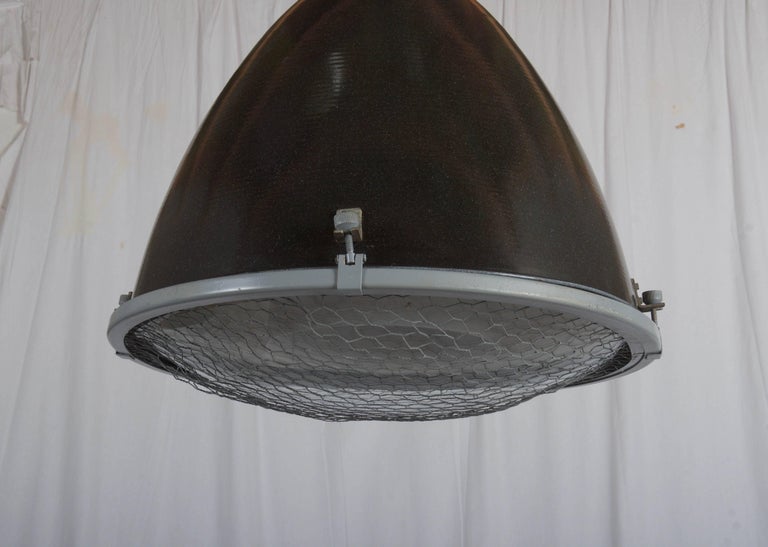 Large Enamel Factory, Industrial Pendant Lamp Parabolic Glass For Sale 10