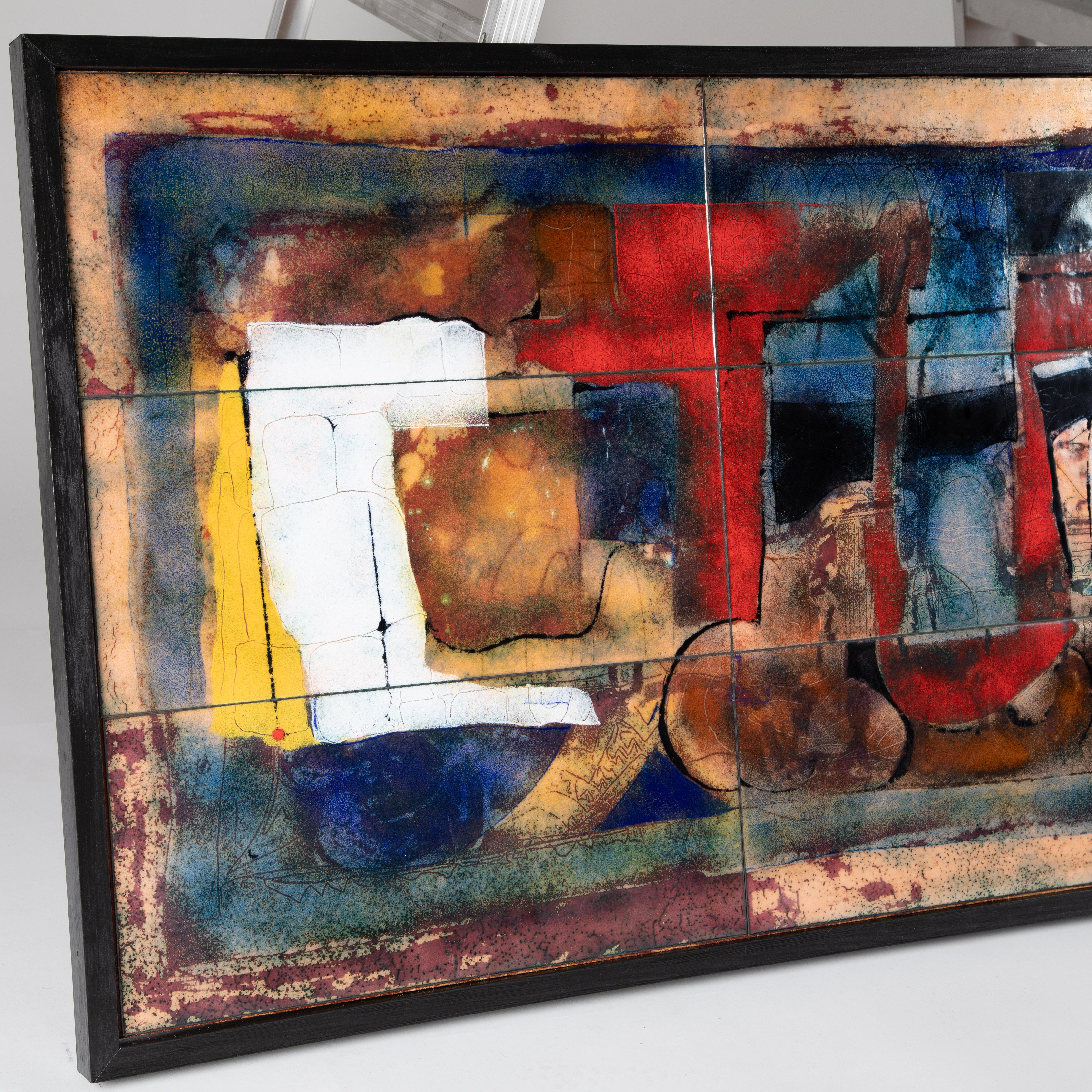 Large Enamel-on-Copper Painting by Italian Artist Giorgio Musoni, circa 1960s For Sale 3