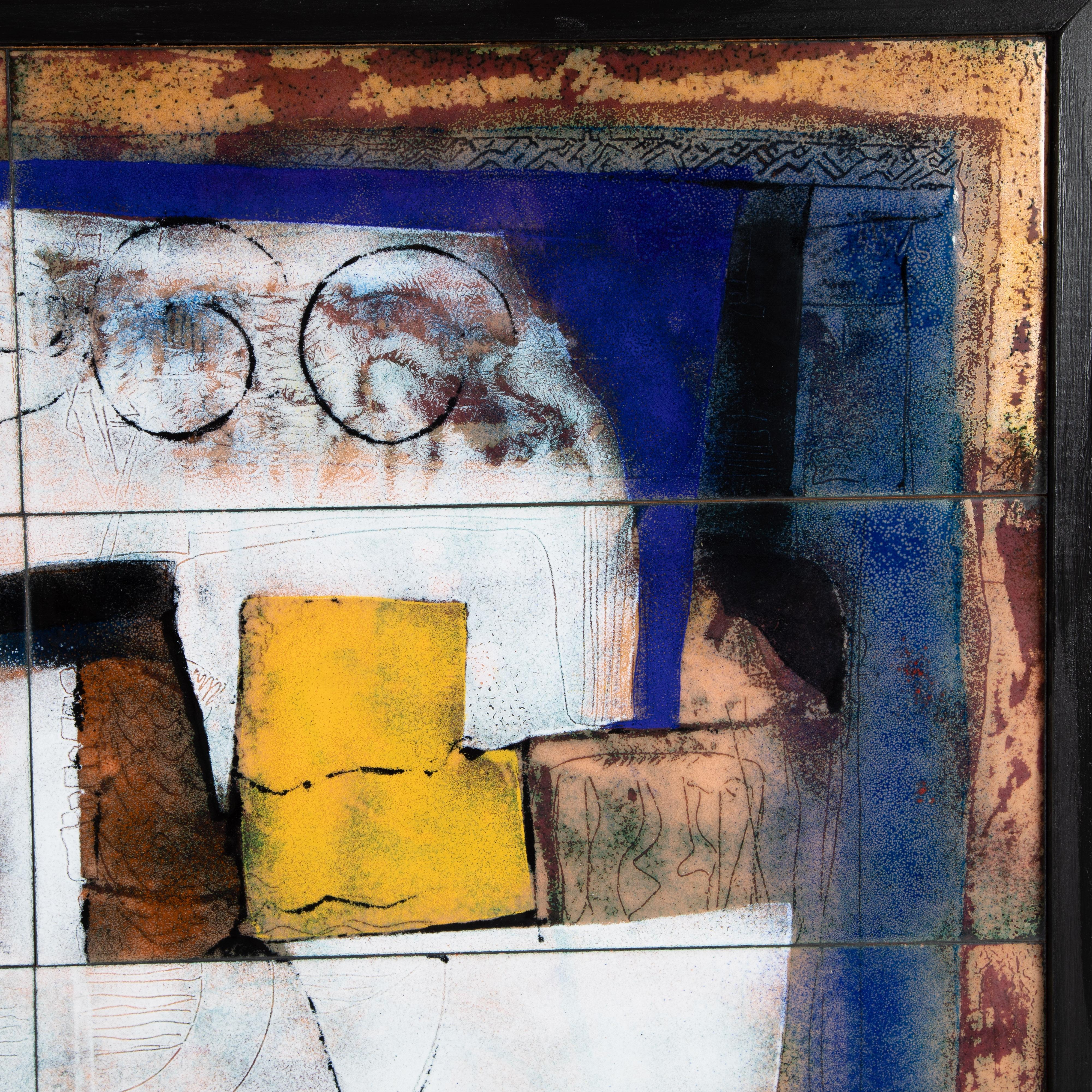 Enameled Large Enamel-on-Copper Painting by Italian Artist Giorgio Musoni, circa 1960s For Sale