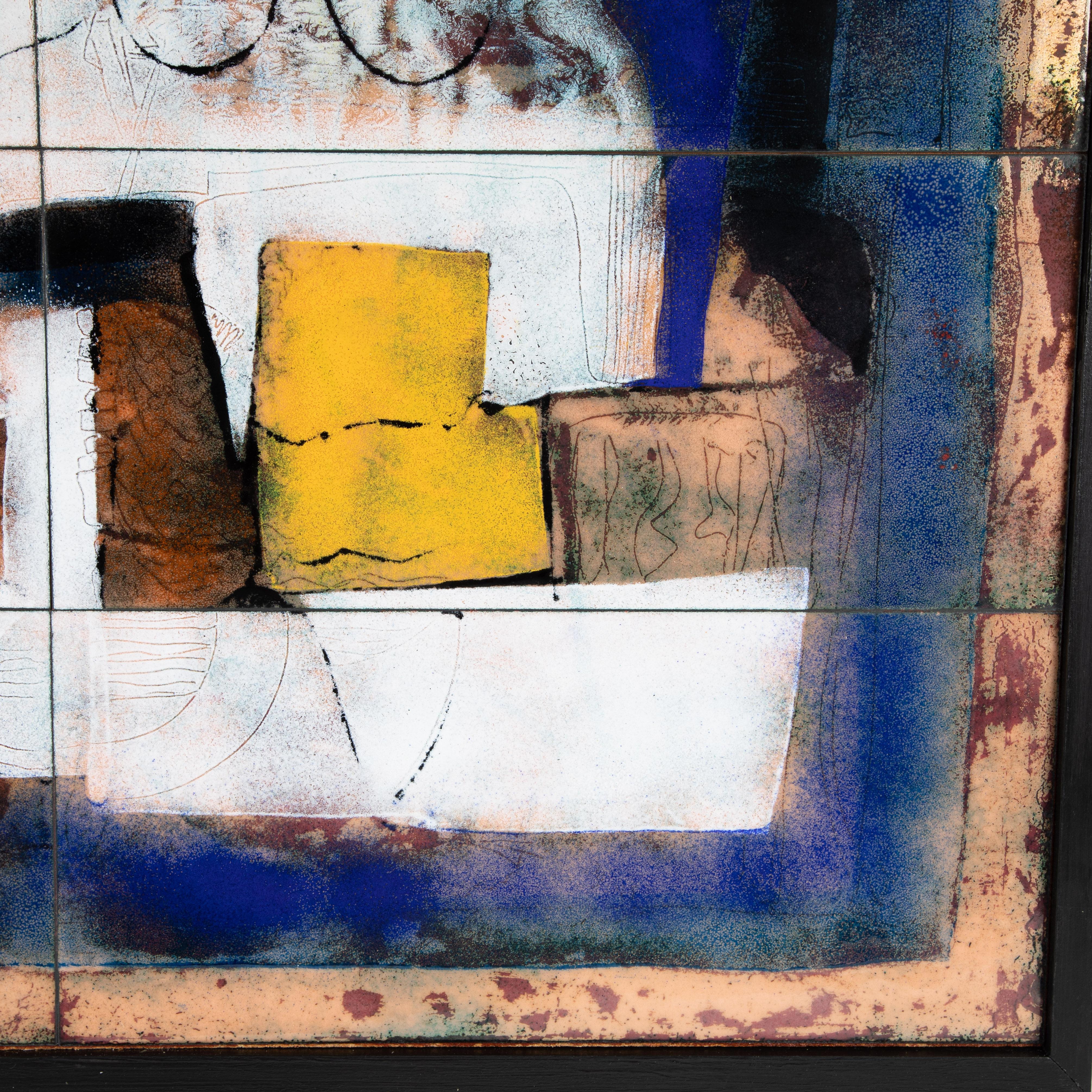 Large Enamel-on-Copper Painting by Italian Artist Giorgio Musoni, circa 1960s In Good Condition For Sale In Brooklyn, NY