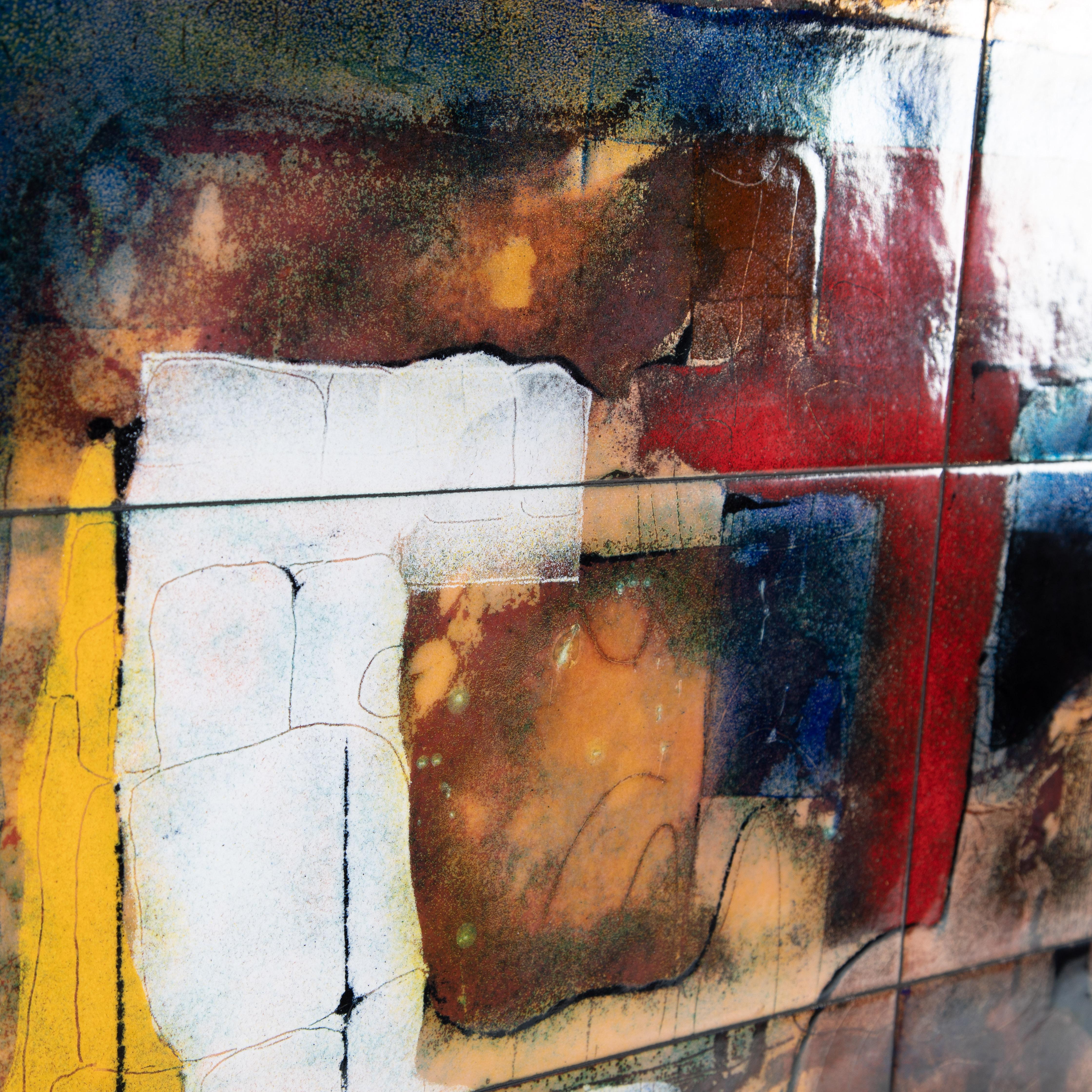 Mid-20th Century Large Enamel-on-Copper Painting by Italian Artist Giorgio Musoni, circa 1960s For Sale