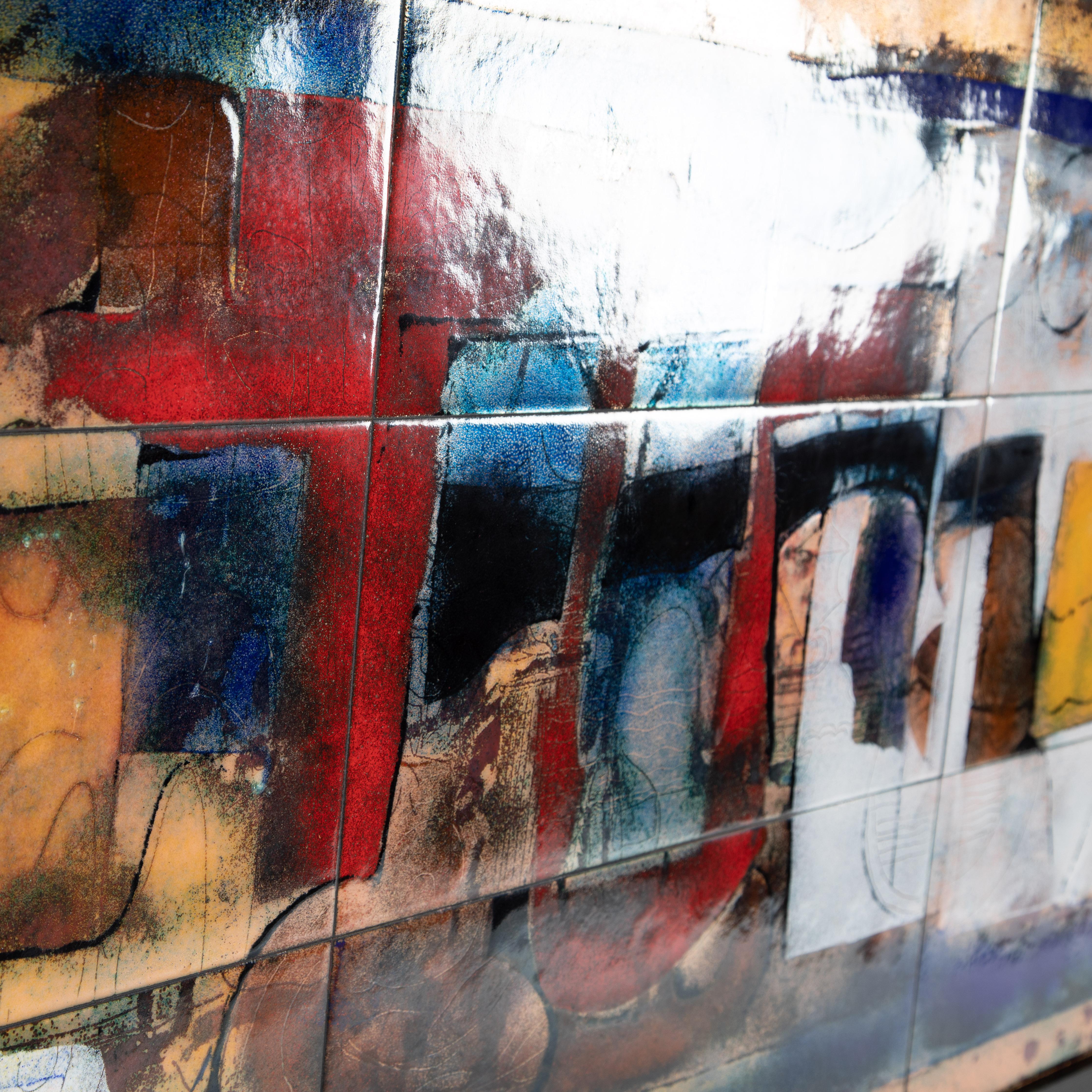 Large Enamel-on-Copper Painting by Italian Artist Giorgio Musoni, circa 1960s For Sale 1