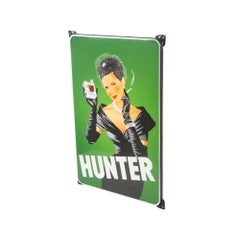 Large Enamel Sign Hunter Cigarettes Advertising Plate Retro