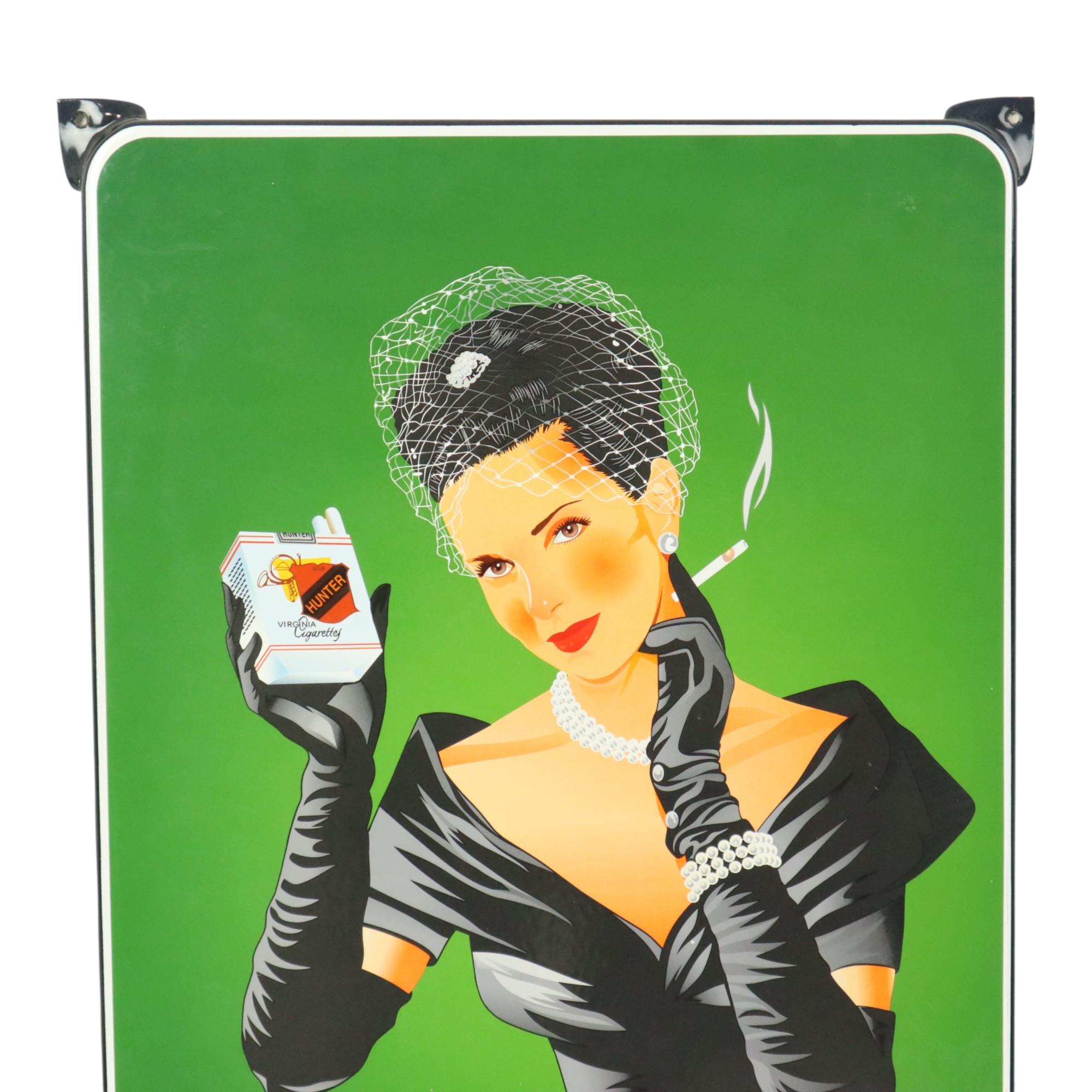 Großes Emaille-Schild Jäger-Zigaretten-Werbeteller Retro (Emailliert) im Angebot