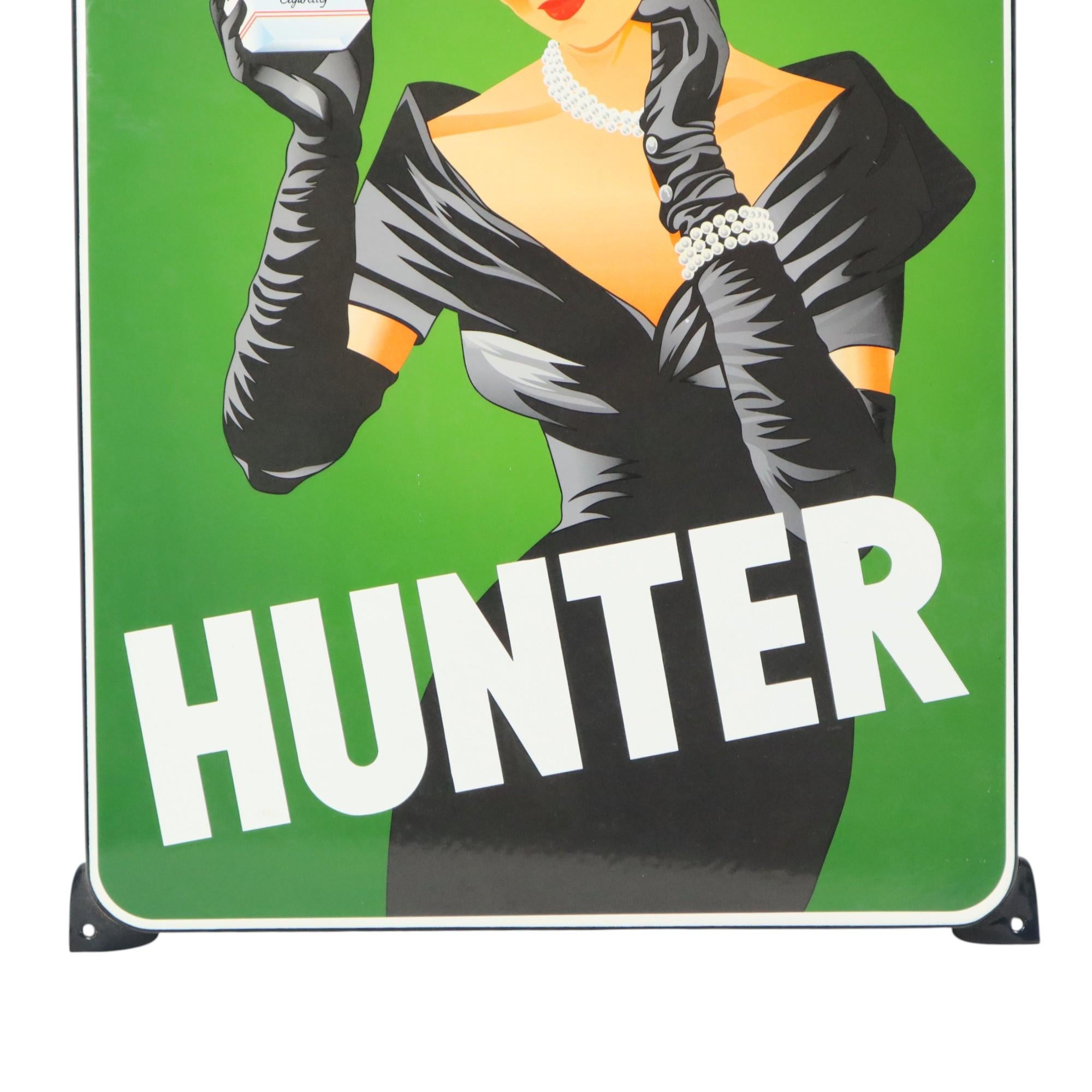 Großes Emaille-Schild Jäger-Zigaretten-Werbeteller Retro im Zustand „Hervorragend“ im Angebot in Poperinge, BE