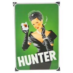 Large Enamel Sign Hunter Cigarettes Advertising Plate Retro