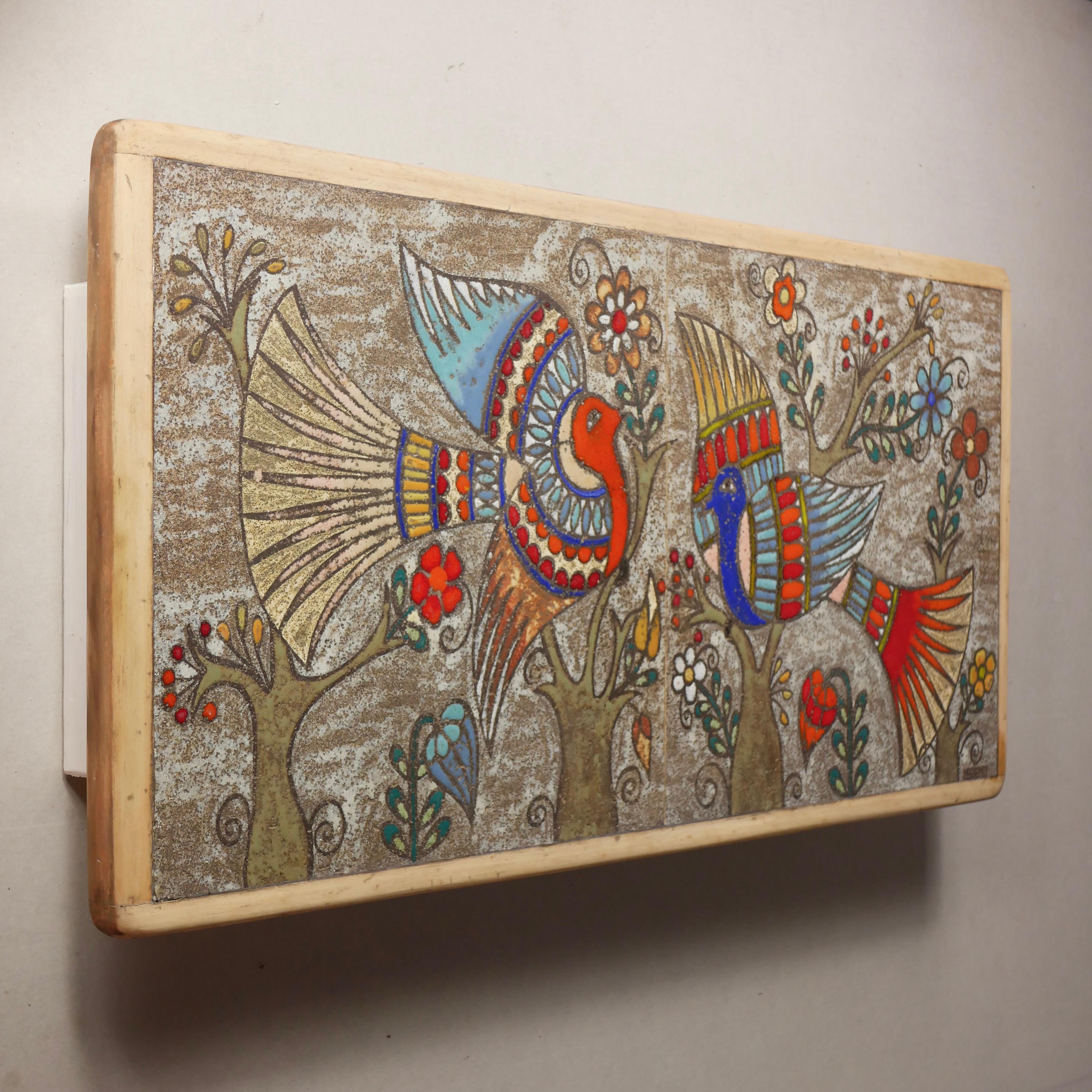 French Large Enameled Lava Board, Ceramics by Martine Azéma, Vallauris, France, 1970s
