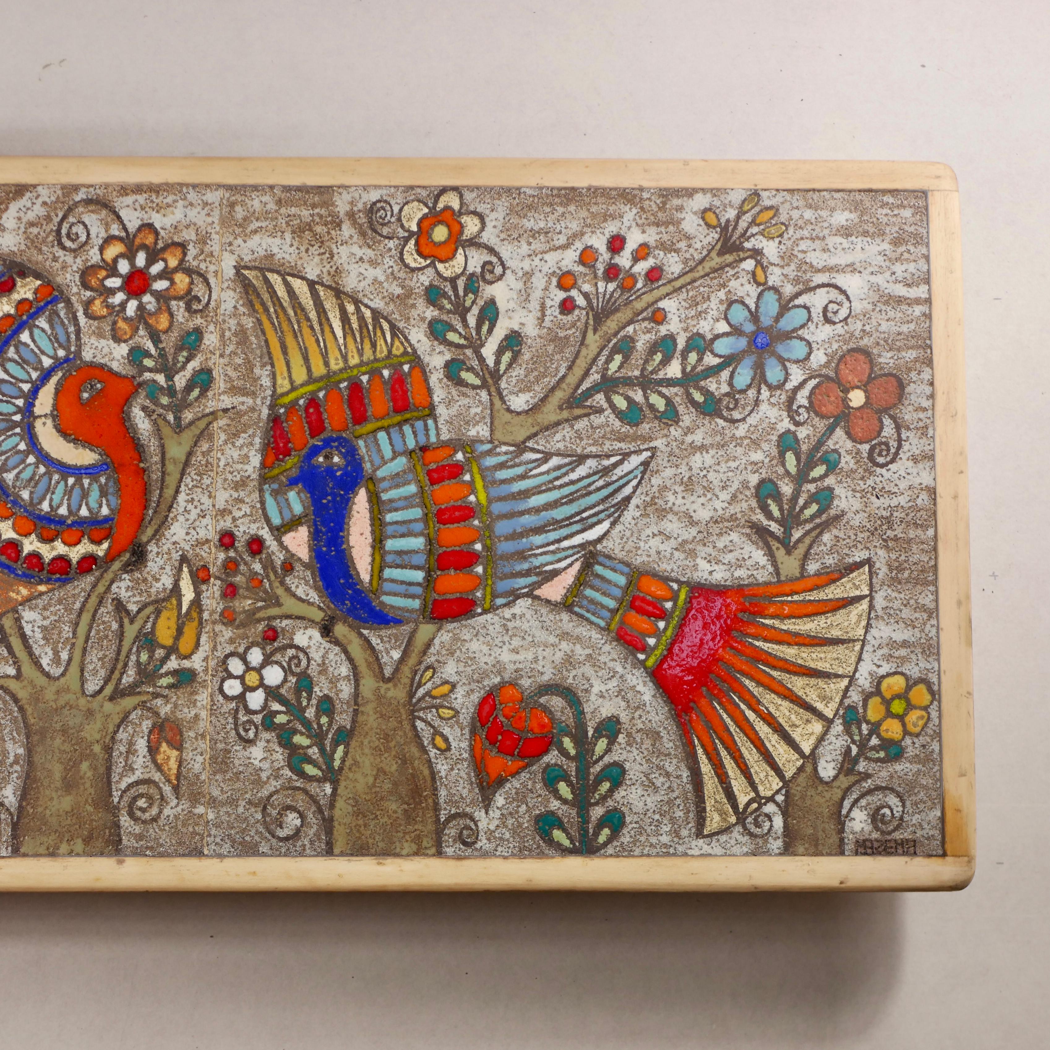 Large Enameled Lava Board, Ceramics by Martine Azéma, Vallauris, France, 1970s 1