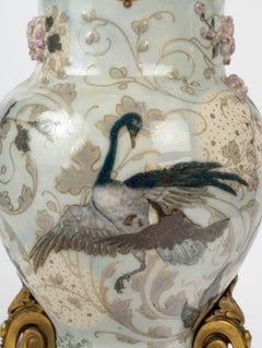 Large Enameled Porcelain Vase by Albert Damousset, Early 20th Century.
