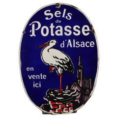 Grande enseigne émaillée "Sels de Potasse d'Alsace", France, 50 x 70 cm