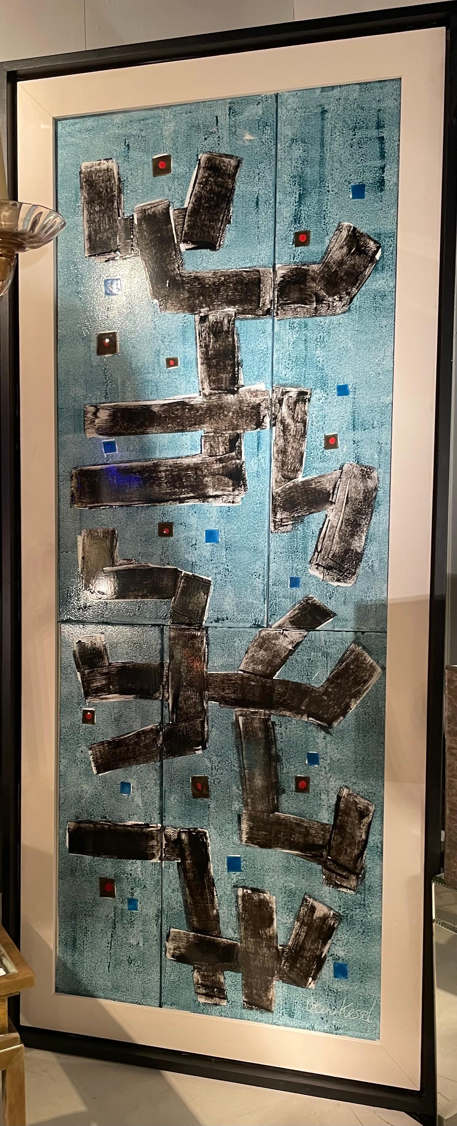 Große Emaillen. Metalltafeln Signiert Françoise Van Kessel, Belgien 1970. im Angebot 4
