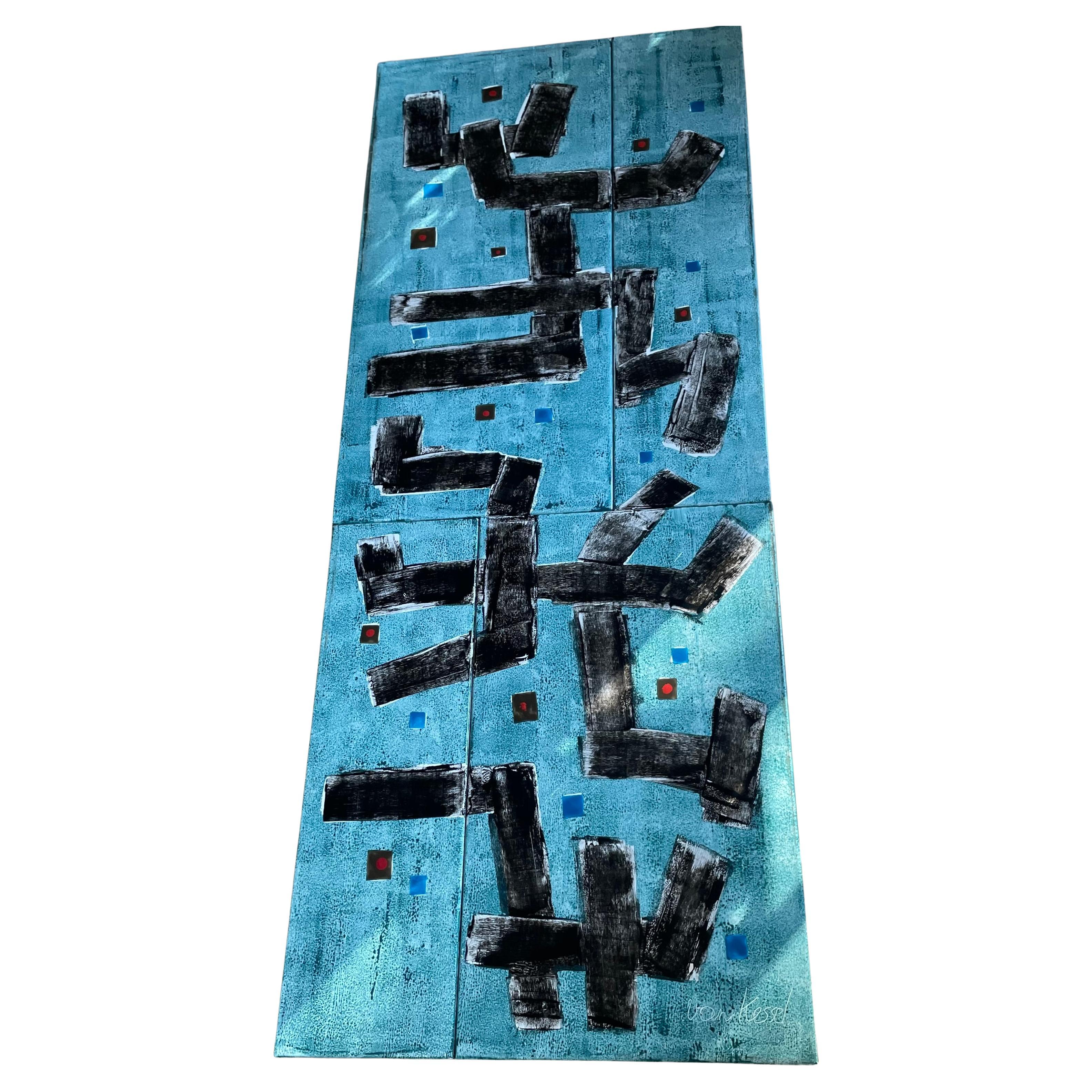 Einzigartiges Kunstwerk: große Emaille-Metalltafeln, geschaffen von Françoise
Van Kessel im Jahr 1960 für die Lobby eines Etrimmo-Gebäudes.
Neu gerahmt. Unterschrieben.
Belgien 1960.