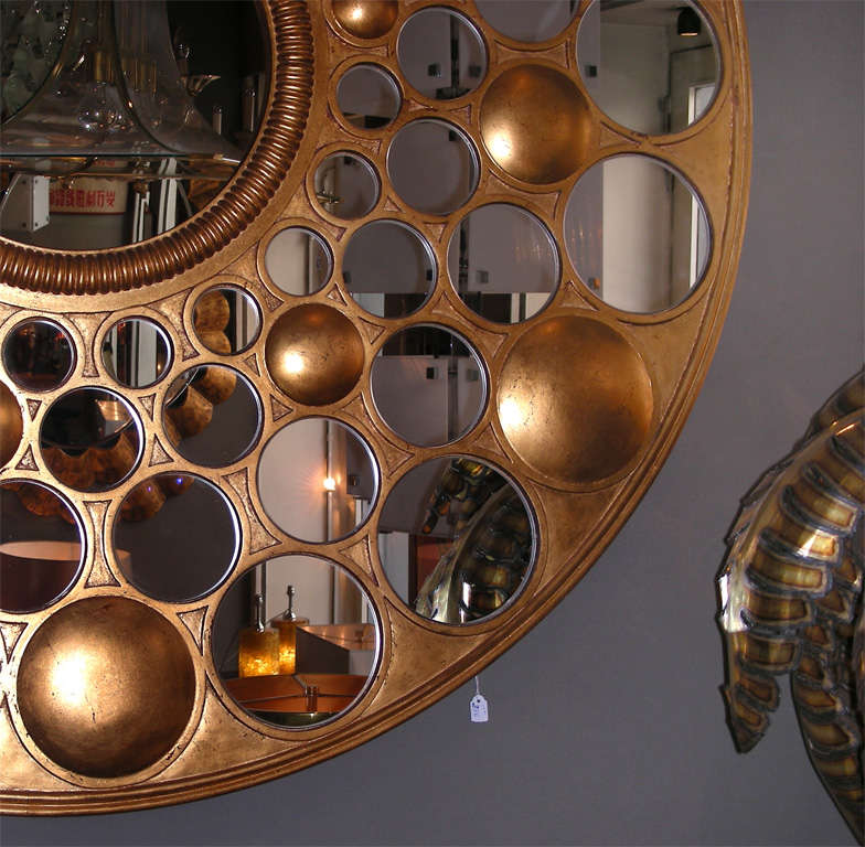 Large End of 20th Century Round Mirror For Sale 2