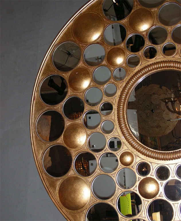 Large End of 20th Century Round Mirror For Sale 3