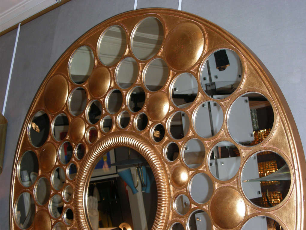 Large End of 20th Century Round Mirror For Sale 4