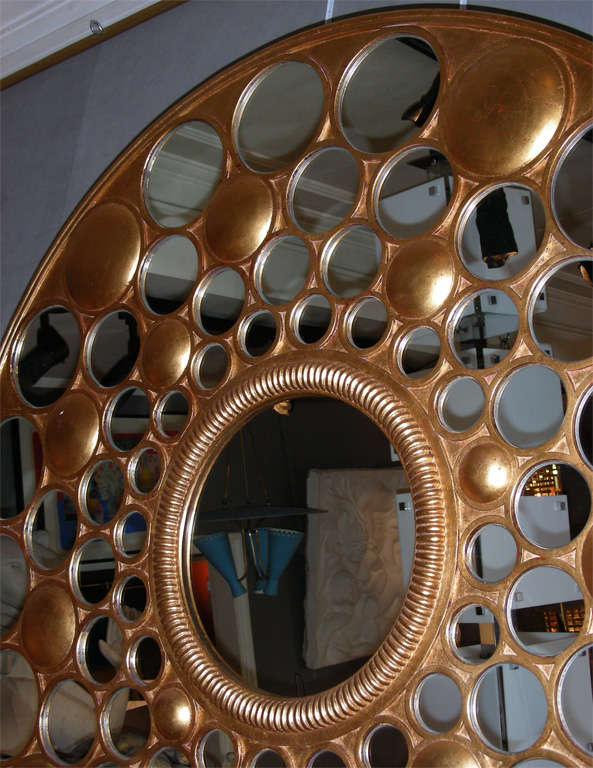 Large End of 20th Century Round Mirror For Sale 5