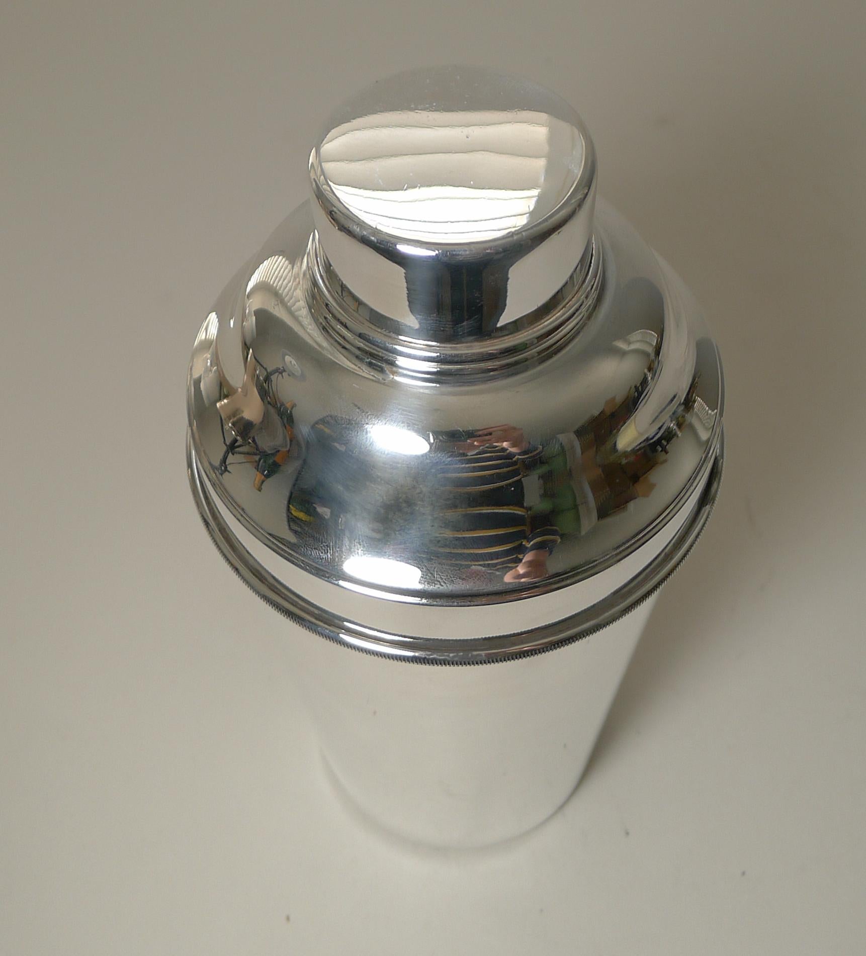 Mid-20th Century Large English 1 1/2 Pint Cocktail Shaker in Silver Plate, P H Vogel & Co.