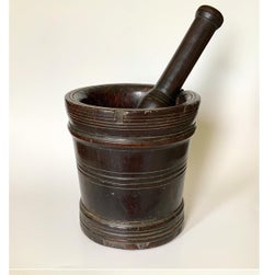 Large English 17th-18th Century Lignum Vitae Mortar and Pestle, England