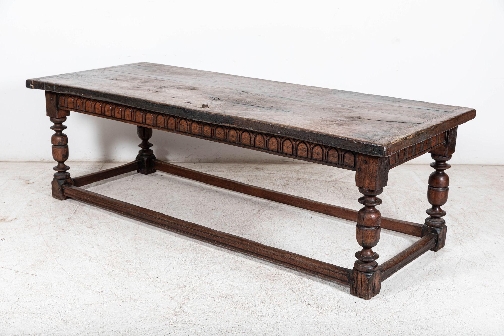 Large English 17thC Elm & Oak Refectory Table In Good Condition In Staffordshire, GB