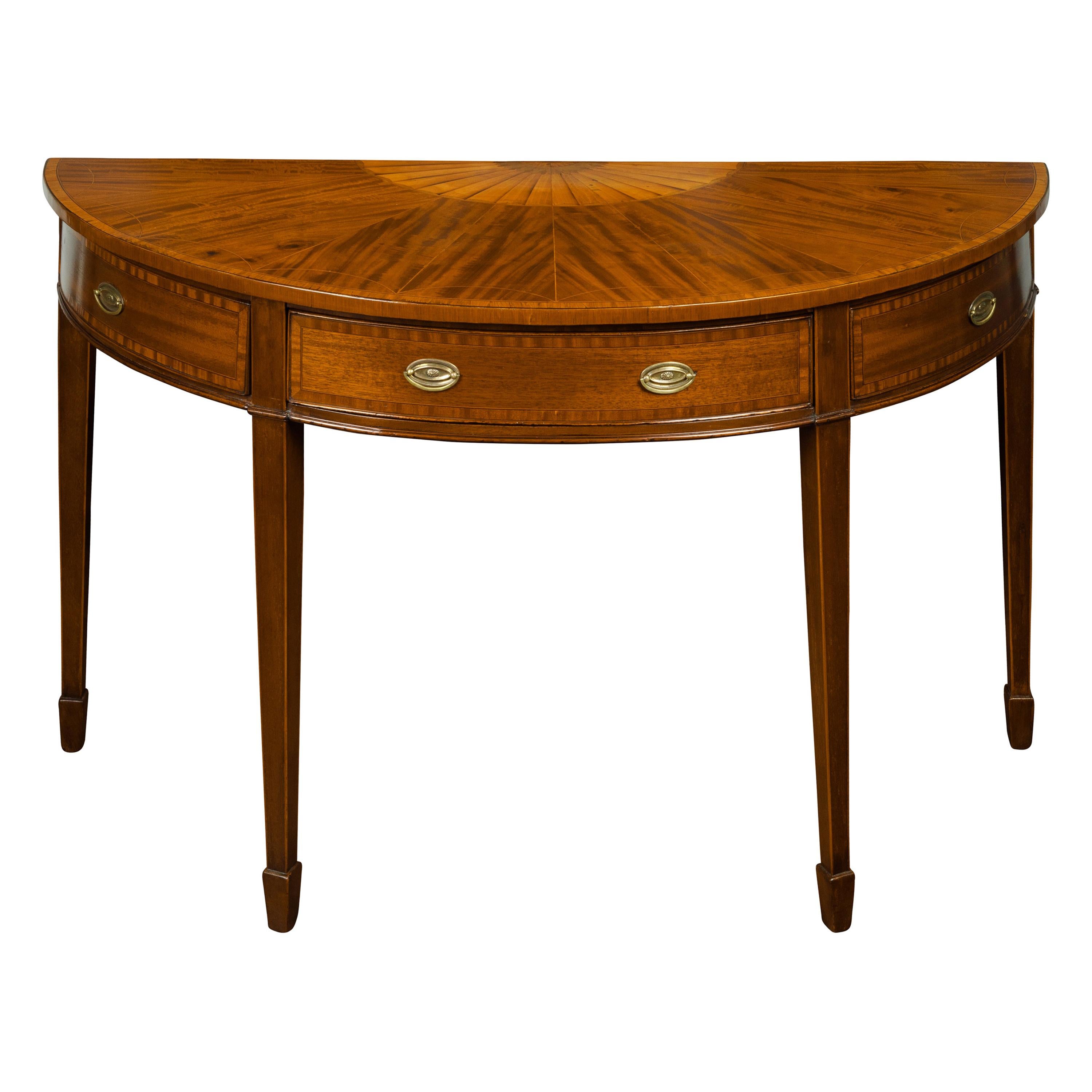 MarbleTop Demilune Console Table at 1stDibs