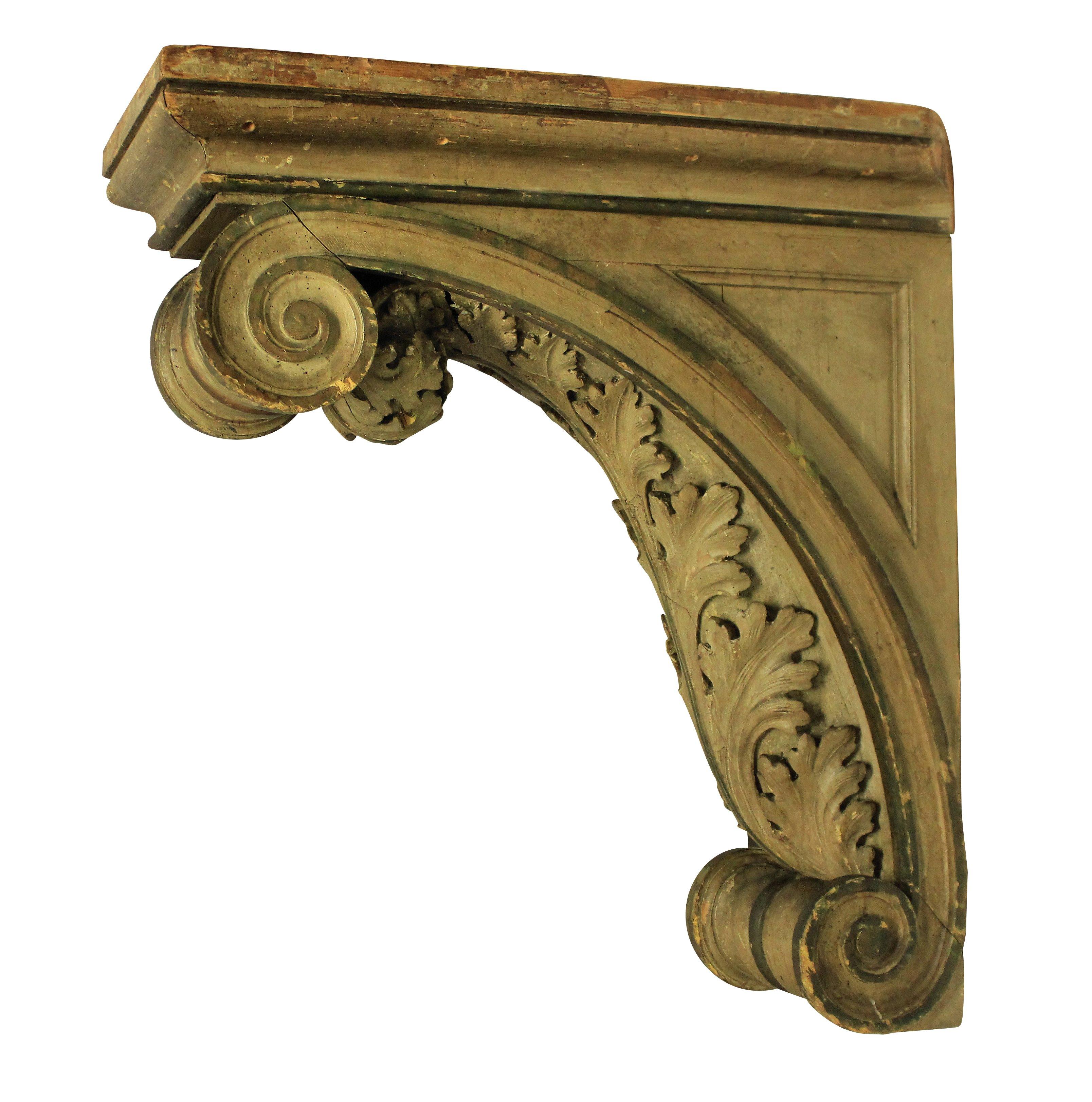 A very large English carved and painted bracket /corbel. With a marble-top would make an interesting kitchen breakfast table.