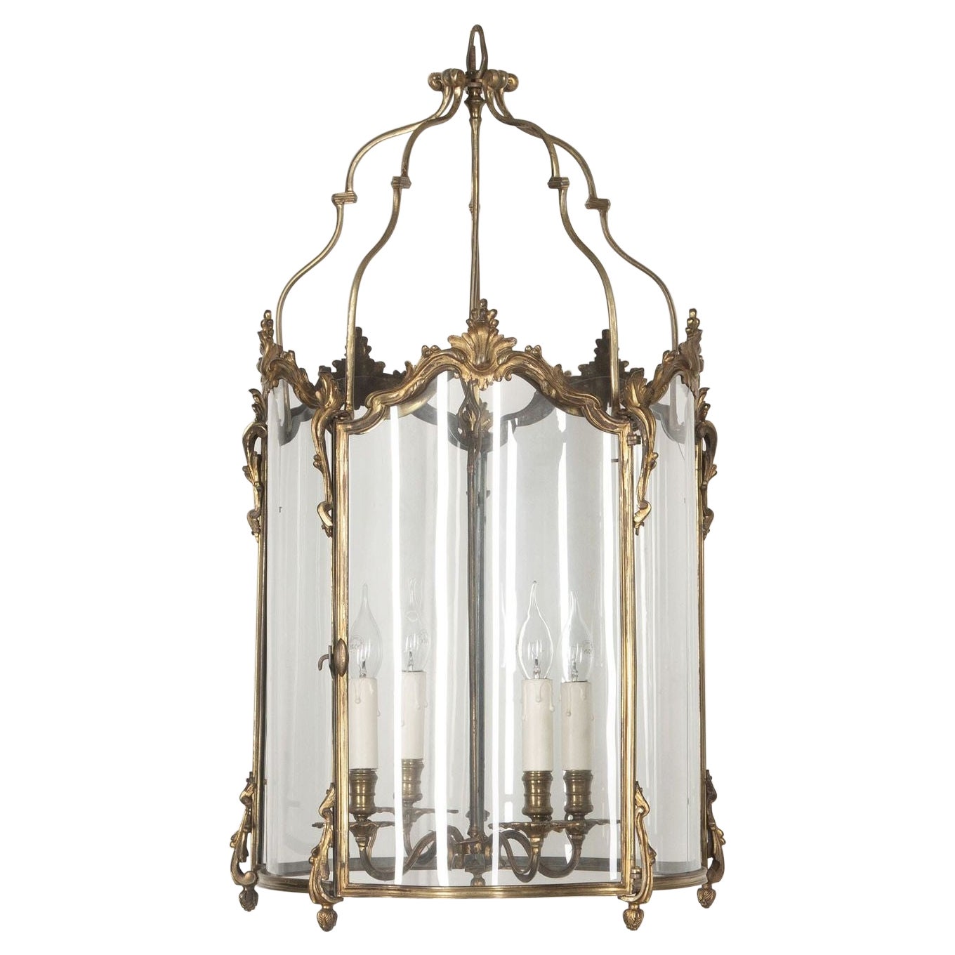 Large English 18th Century Gilt Bronze Hall Lantern