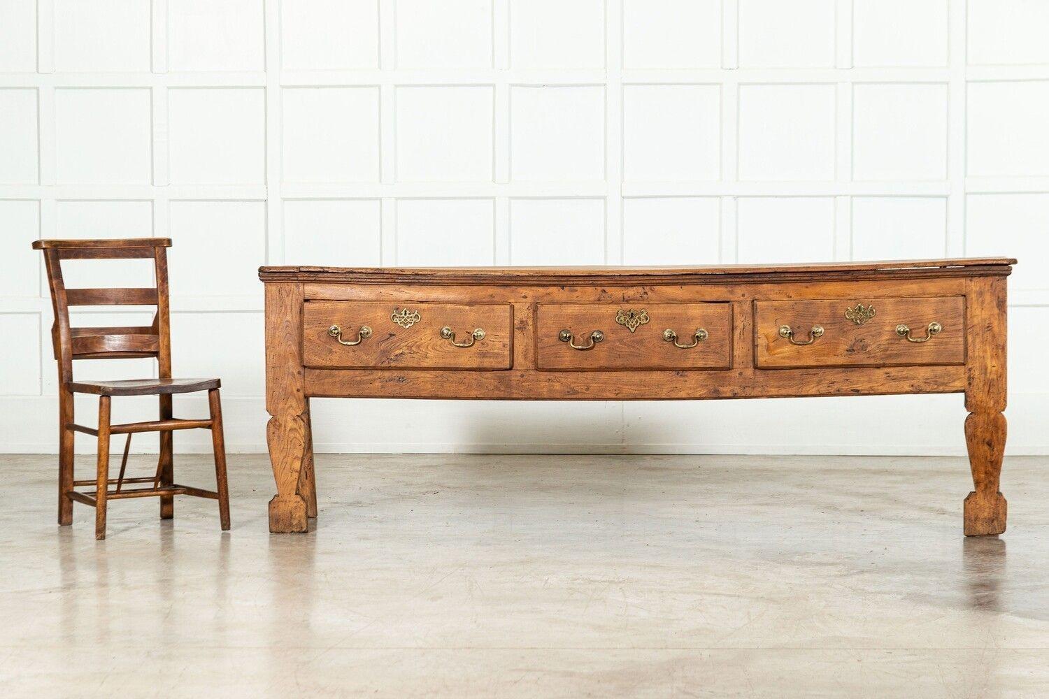18th Century and Earlier Large English 18thC Vernacular Elm Dresser Base For Sale