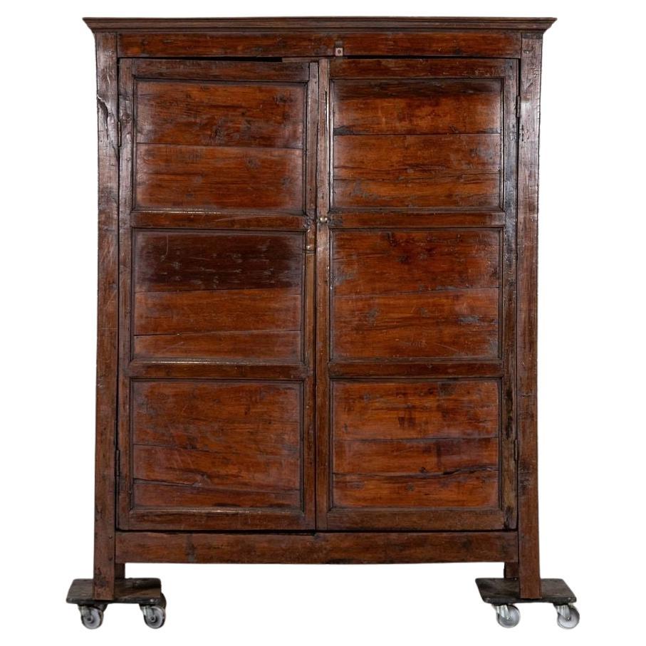 Large English 18thC Yew Housekeepers Cupboard For Sale