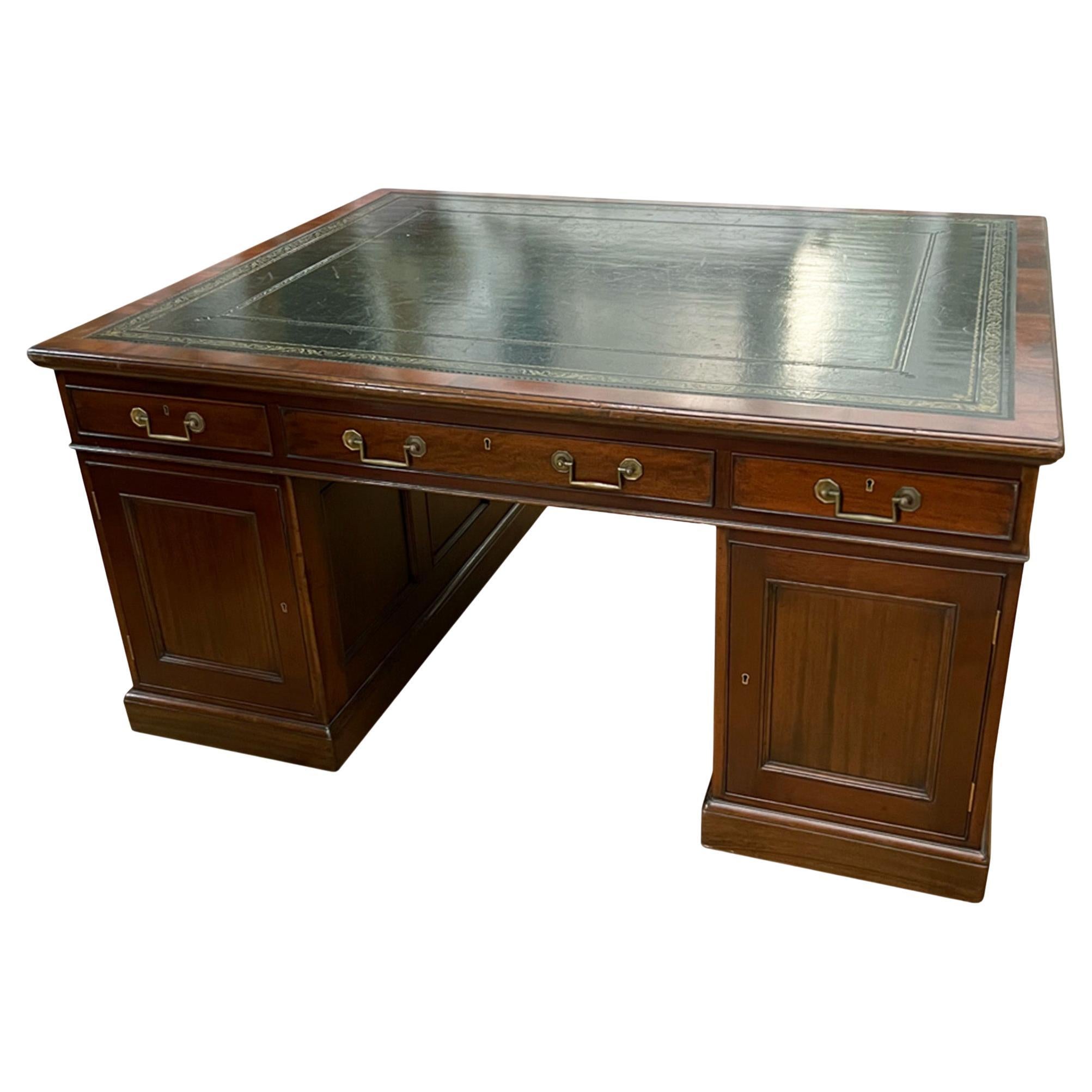 Large English 1900s Partners Desk For Sale