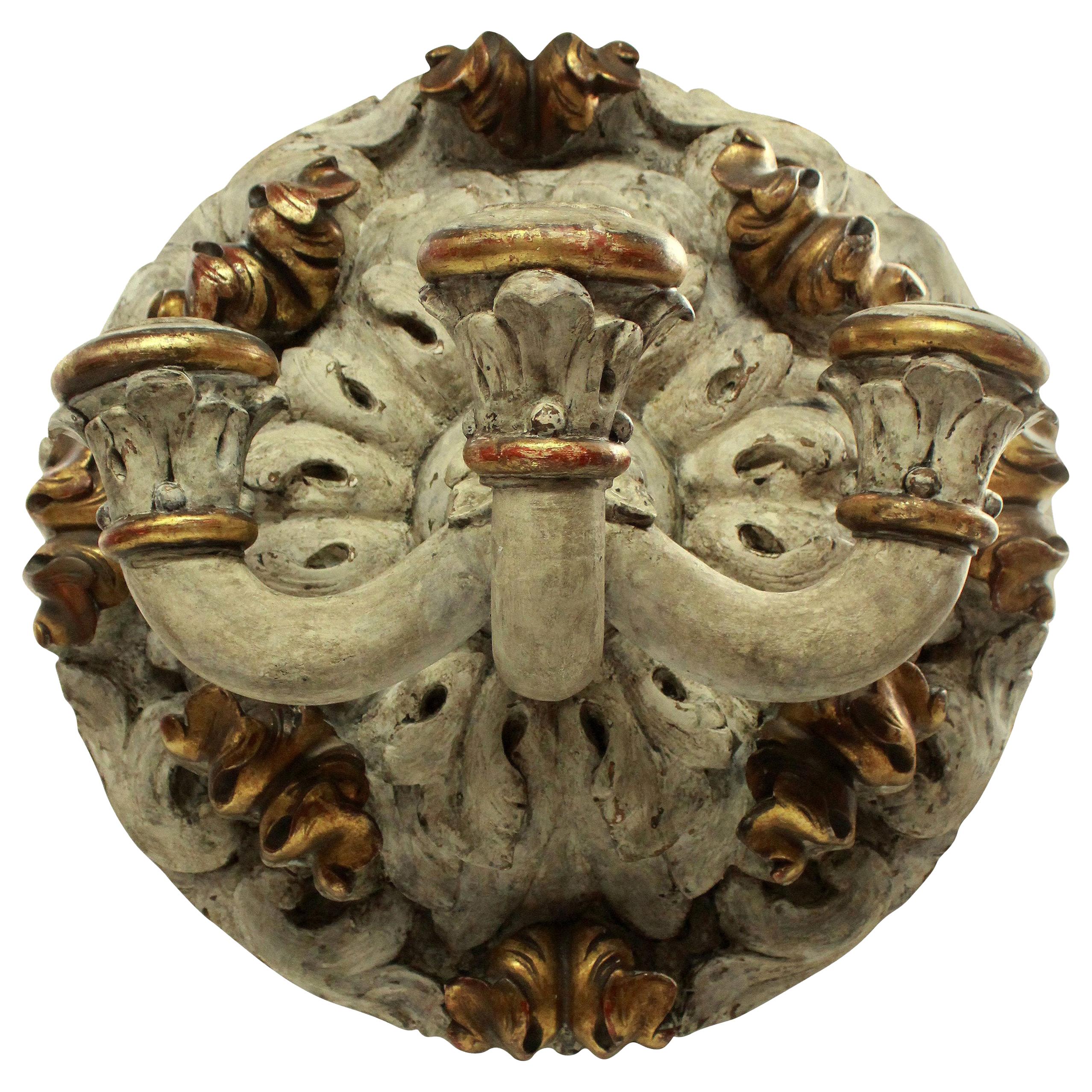 Large English 19th Century Carved Wall Sconce