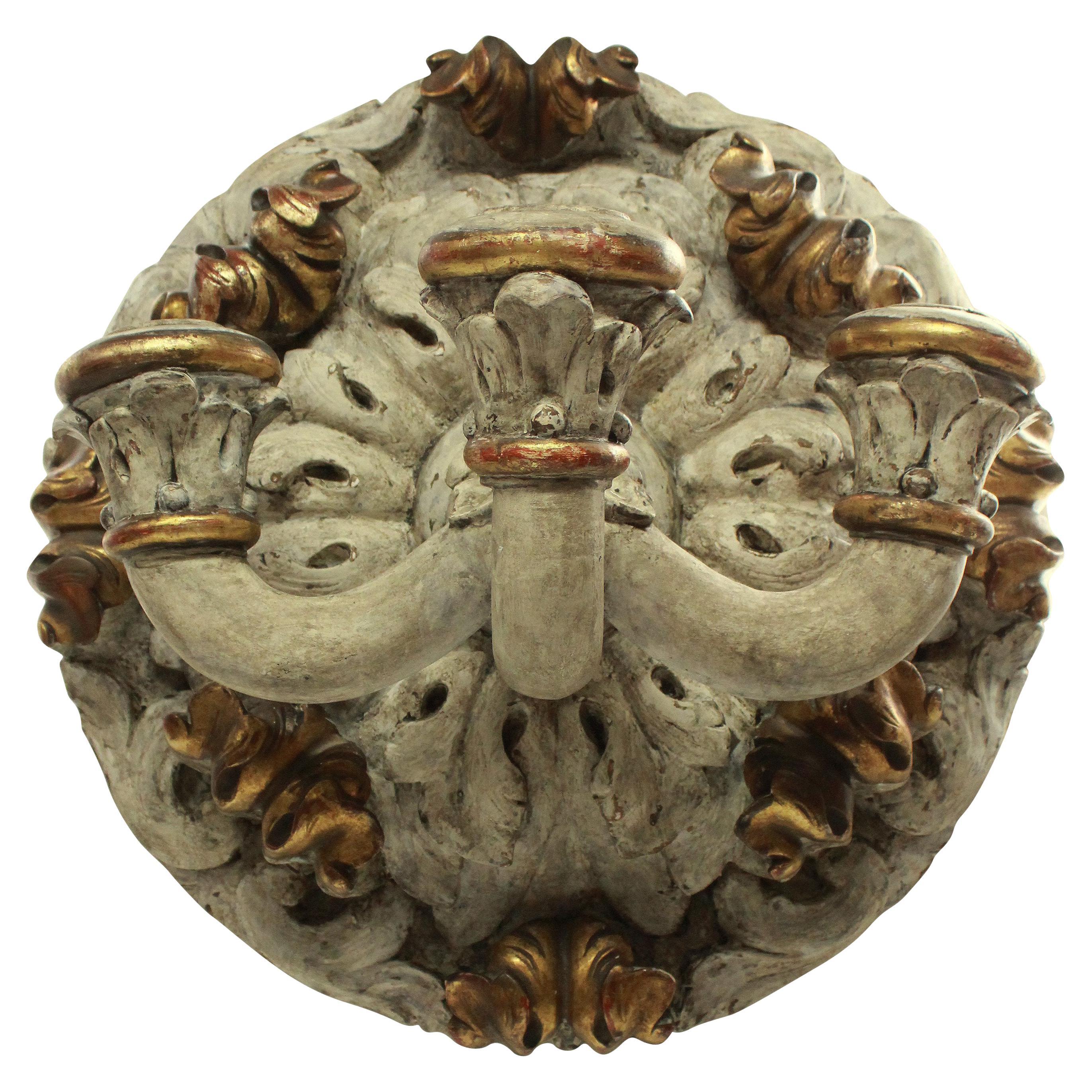 Large English 19th Century Carved Wall Sconce For Sale