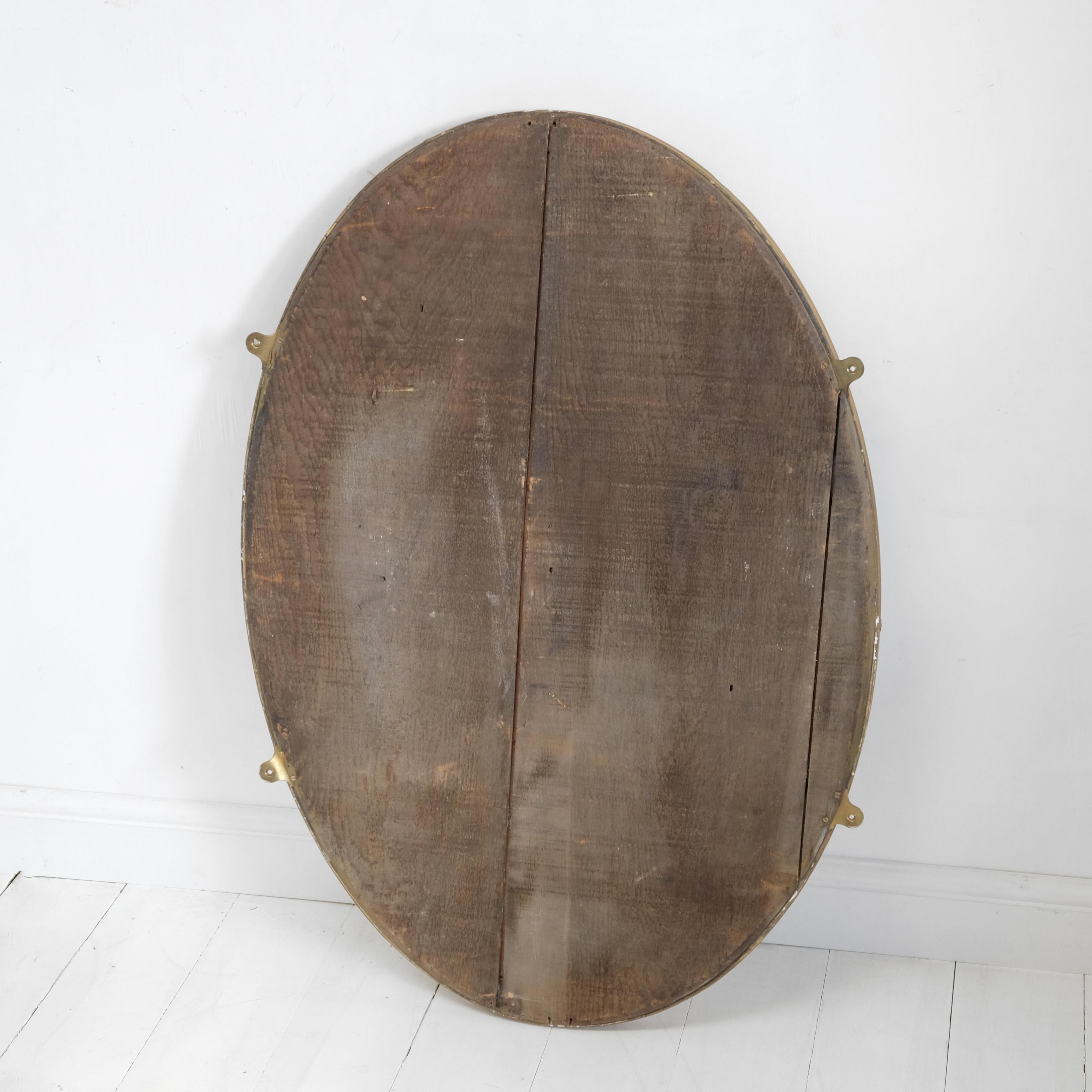 Large English 19th Century Giltwood Oval Mirror, Water Gilded, Georgian Style 1