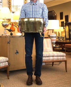 Large English 19th Century Oval-Form planter with Lion Ring Handles and Paw Feet