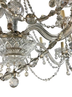 Grand lustre anglais du 19e siècle à dix lumières en verre taillé